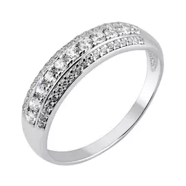 Кольцо из серебра с фианитами с родированием 11-1192-23-01