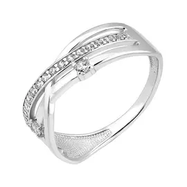 Кольцо из серебра с фианитами с родированием 11-1201-23-01