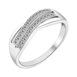 Кольцо из серебра с фианитами с родированием 11-1237-23-01