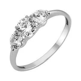 Кольцо из серебра с фианитами с родированием 11-1365-23-01