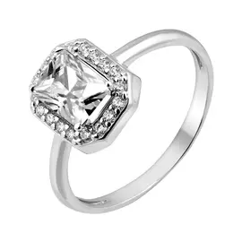 Кольцо из серебра с фианитами с родированием 11-1381-23-01