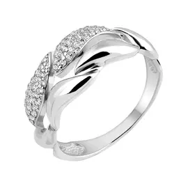 Кольцо из серебра с фианитами с родированием 11-1394-23-01