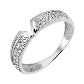 Кольцо из серебра с фианитами с родированием 11-1548-23-01