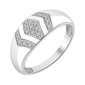 Кольцо из серебра с фианитами с родированием 11-1668-23-01