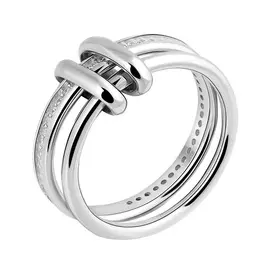 Кольцо из серебра с фианитами с родированием 11-1760-23-01