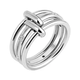 Кольцо из серебра с фианитами с родированием 11-1762-23-01