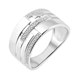 Кольцо из серебра с фианитами с родированием 11-1930-23-01