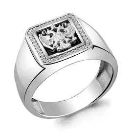 Кольцо из серебра с фианитами с родированием 62143А