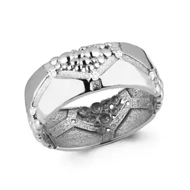 Кольцо из серебра с фианитами с родированием 64537А