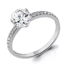 Кольцо из серебра с фианитами с родированием 68350А