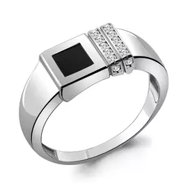 Кольцо из серебра с фианитами с родированием 68723АЧ