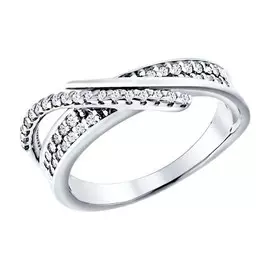 Кольцо из серебра с фианитами с родированием 94010792