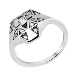 Кольцо из серебра с фианитами с родированием И1-066-24-01