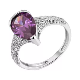 Кольцо из серебра с фианитами с родированием И1-073-23-67