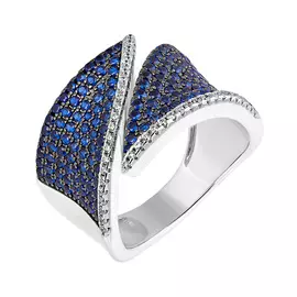 Кольцо из серебра с фианитами с родированием И1-082-24-62