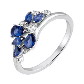 Кольцо из серебра с фианитами с родированием И1-084-23-63