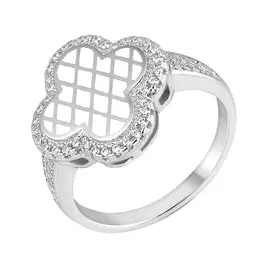 Кольцо из серебра с фианитами с родированием И1-093-23-81