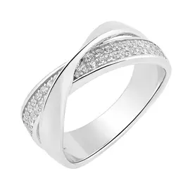 Кольцо из серебра с фианитами с родированием И1-1090-23-01