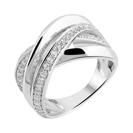 Кольцо из серебра с фианитами с родированием И1-1093-23-01