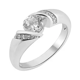 Кольцо из серебра с фианитами с родированием И1-1114-23-01