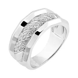 Кольцо из серебра с фианитами с родированием И1-1182-23-01