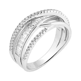 Кольцо из серебра с фианитами с родированием И1-1185-23-01