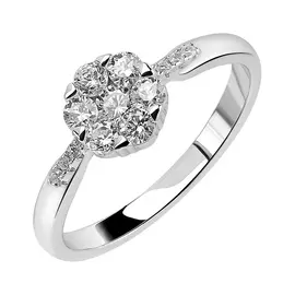 Кольцо из серебра с фианитами с родированием И1-1340-23-01