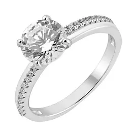 Кольцо из серебра с фианитами с родированием И1-1343-23-01