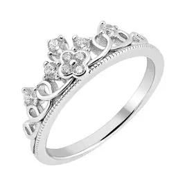 Кольцо из серебра с фианитами с родированием И1-1345-23-01