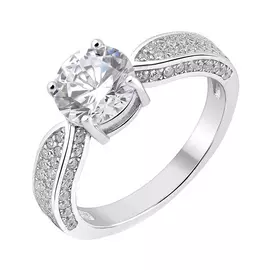 Кольцо из серебра с фианитами с родированием И1-1348-23-01