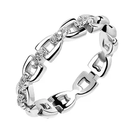 Кольцо из серебра с фианитами с родированием И1-1358-23-01