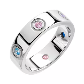 Кольцо из серебра с фианитами с родированием И1-1404-23-61