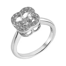 Кольцо из серебра с фианитами с родированием И1-163-23-01