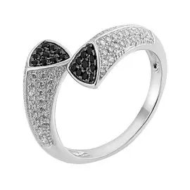 Кольцо из серебра с фианитами с родированием И1-175-23-61