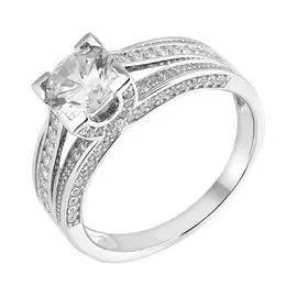 Кольцо из серебра с фианитами с родированием И1-180-23-01