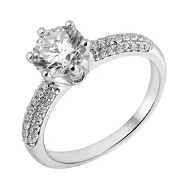 Кольцо из серебра с фианитами с родированием И1-195-23-01