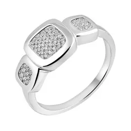 Кольцо из серебра с фианитами с родированием И1-204-23-01