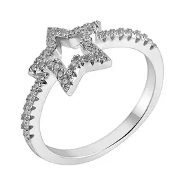 Кольцо из серебра с фианитами с родированием И1-206-23-01