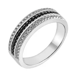 Кольцо из серебра с фианитами с родированием И1-215-23-61