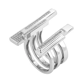 Кольцо из серебра с фианитами с родированием И1-217-23-01