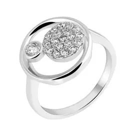 Кольцо из серебра с фианитами с родированием И1-402-23-01