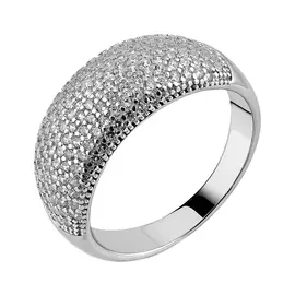 Кольцо из серебра с фианитами с родированием И1-431-23-01