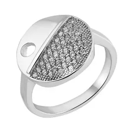 Кольцо из серебра с фианитами с родированием И1-435-23-01