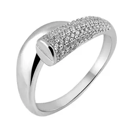 Кольцо из серебра с фианитами с родированием И1-436-23-01