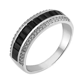 Кольцо из серебра с фианитами с родированием И1-440-23-61