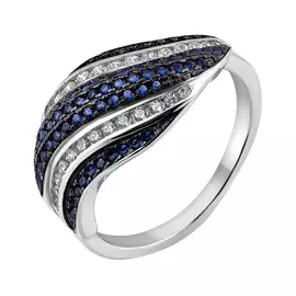 Кольцо из серебра с фианитами с родированием И1-441-23-62