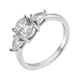 Кольцо из серебра с фианитами с родированием И1-445-23-01