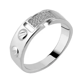 Кольцо из серебра с фианитами с родированием И1-454-23-01