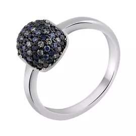 Кольцо из серебра с фианитами с родированием И1-459-23-62