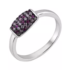 Кольцо из серебра с фианитами с родированием И1-460-23-63